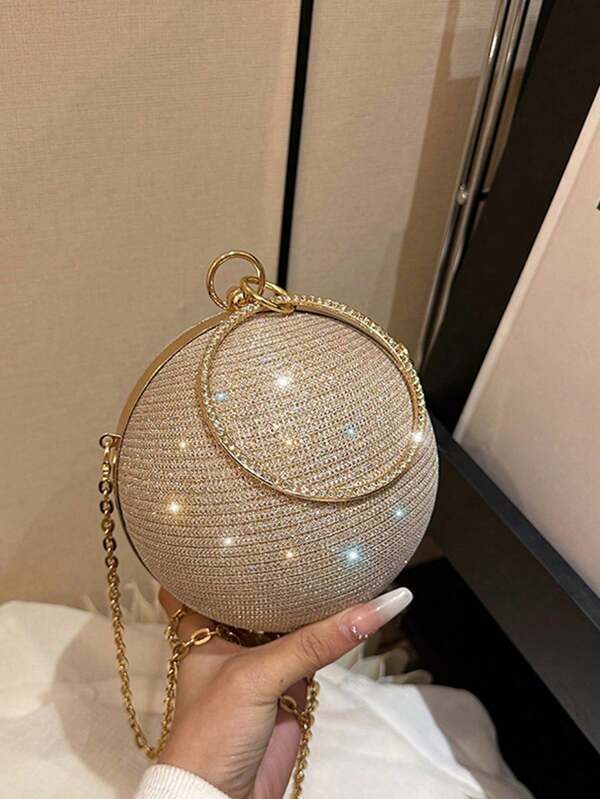 Female Skew Bag Temperament Niche Round Bag Handbag New Niche Female Bag Dinner Flash Diamond Bag Spherical Small Round Bag Personality Single Shoulder Crossbody Bag Multicolor